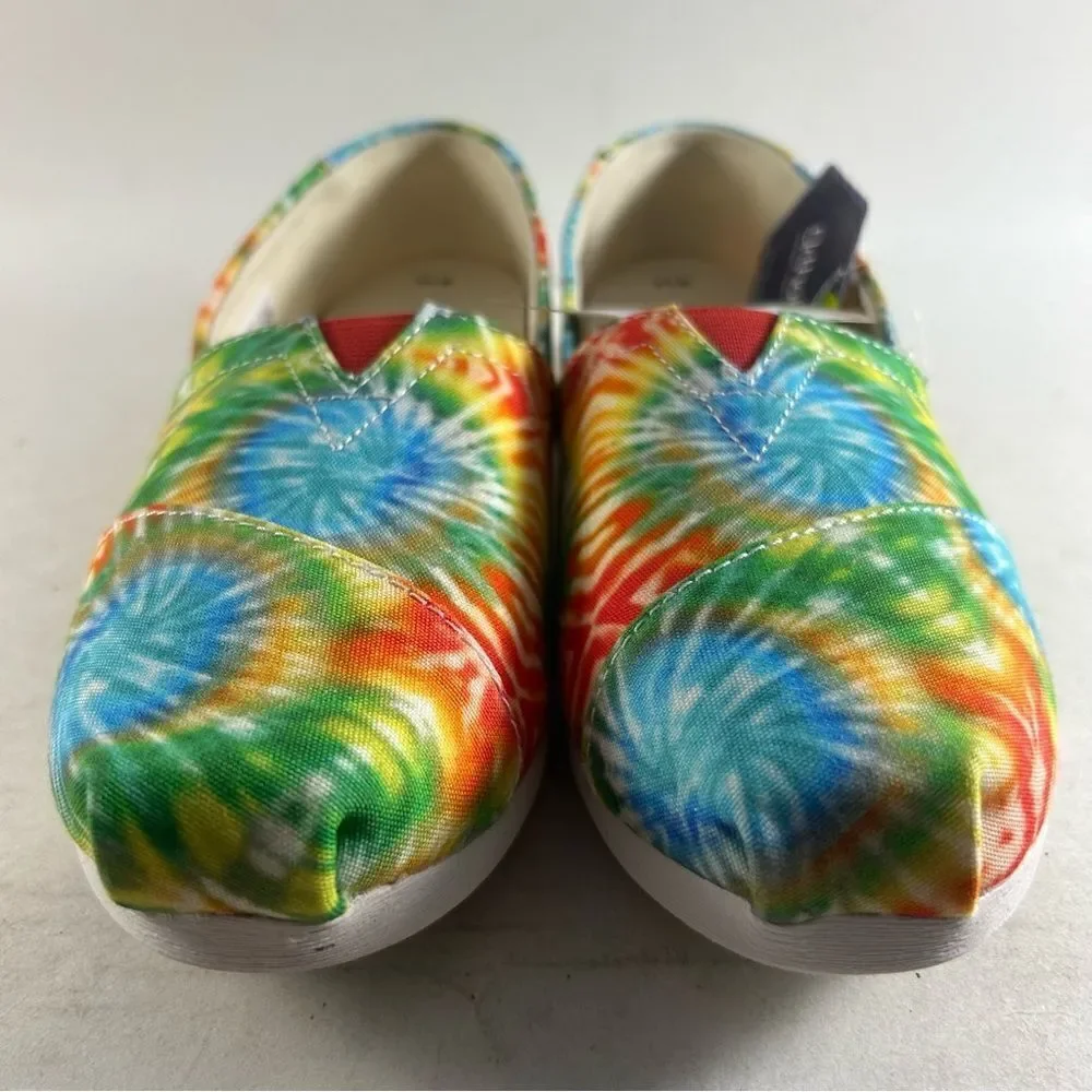 Toms Alpargata Women’s Shoes Fiesta Red Tie‎ Dye Canvas Sneakers Size 8.5